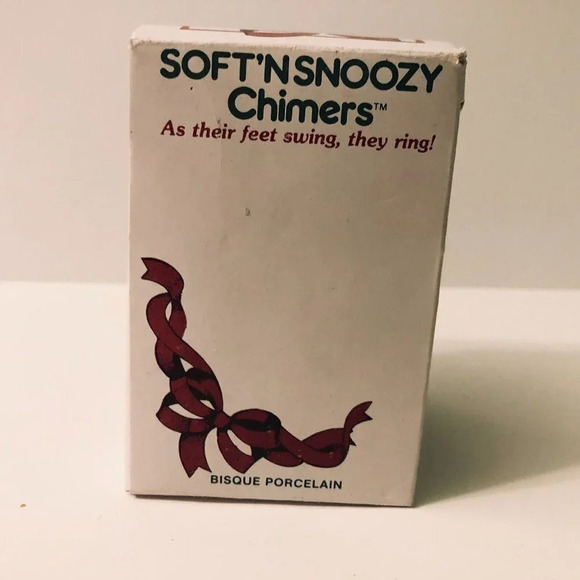 Vtg Soft N Snoozy Chimers  Mouse Bisque Porcelain Bell Ornament Taiwan - Picture 4 of 16